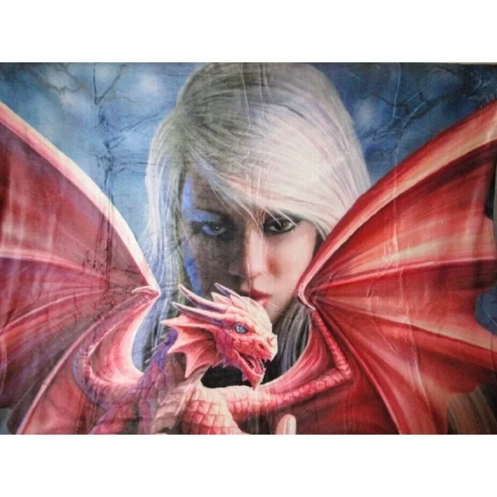 New Baby Dragon & Fairy Anne Stokes Plush Throw Gift Blanket Sherpa Dragonkin